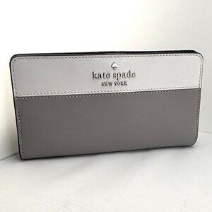 Kate Spade Stacy Laurel Way Bifold Wallet Gray Two Tone Saffiano Leather